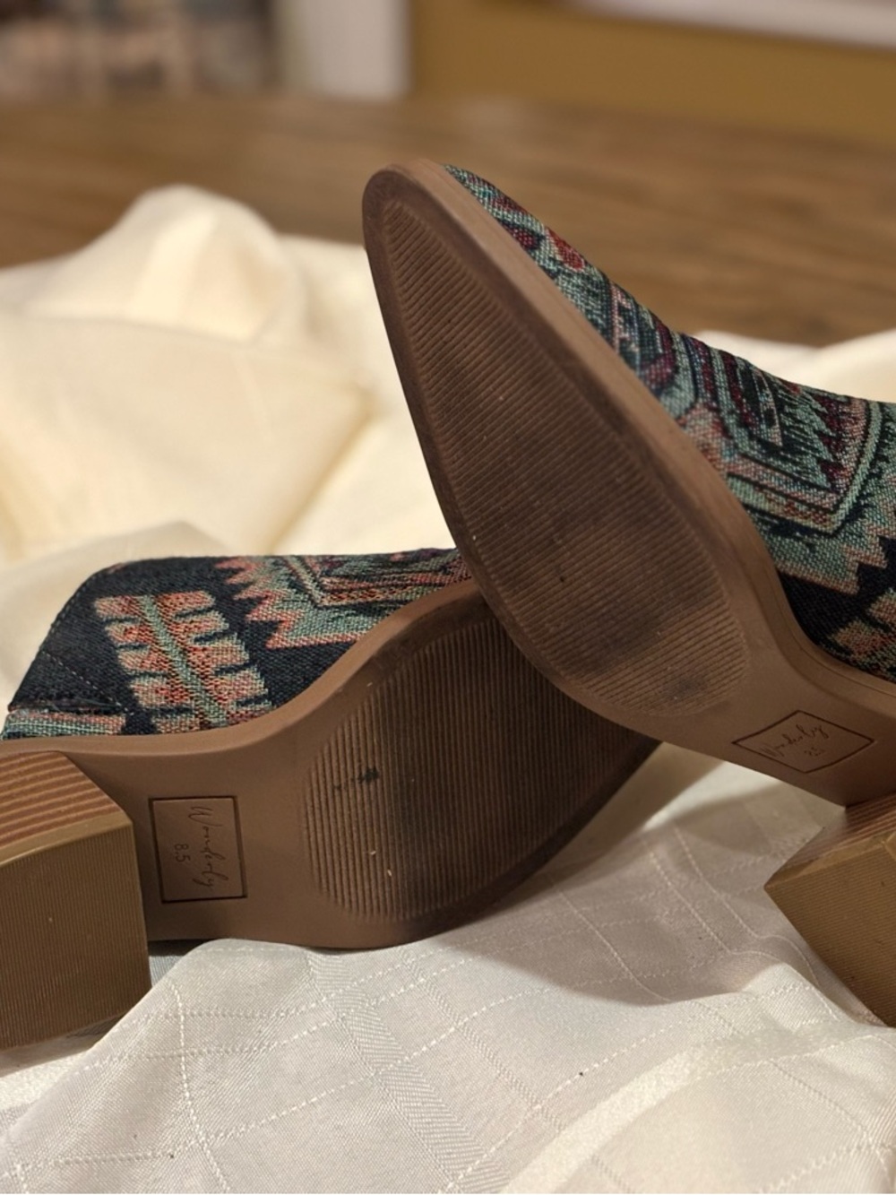 Wonderly Women's Multicolor Aztec Textile Mule Heels - Picture 6 of 6